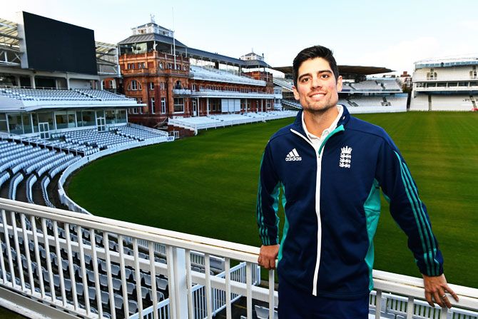 Alastair Cook speaks to the media after stepping down as England Captain at Lord's Cricket Ground in London on Tuesday