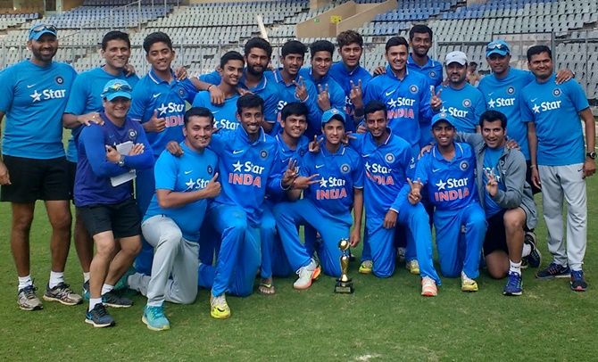 A file photo of India's Under-19 team after winning the ODI series against England in Mumbai, earlier this year