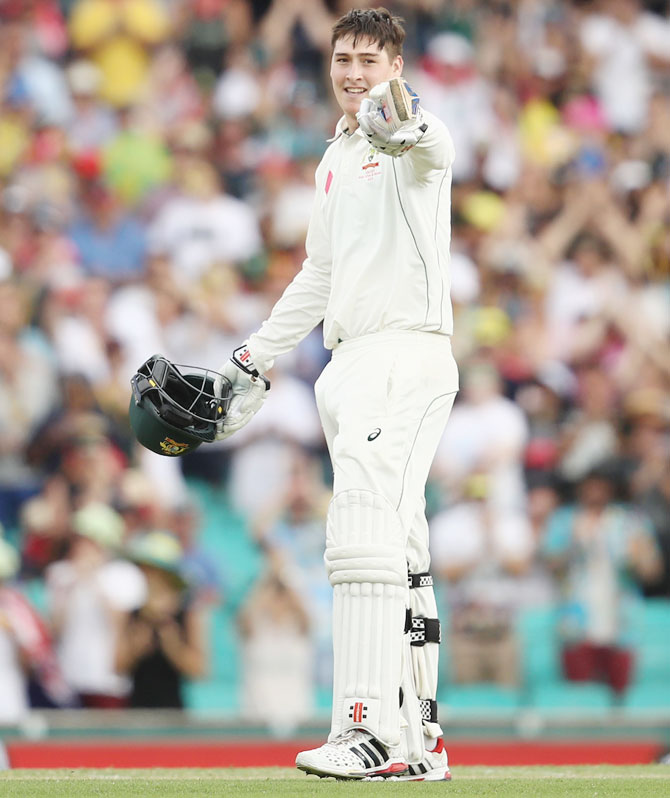 Australia's Matt Renshaw celebrates his century