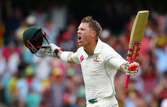 Australia opener David Warner is ecstatic on completing his century against Pakistan on Day 1 of the 3rd Test in Sydney on Tuesday
