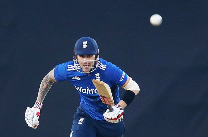 England's Alex Hales sneaks for a run during his innings against India 'A'