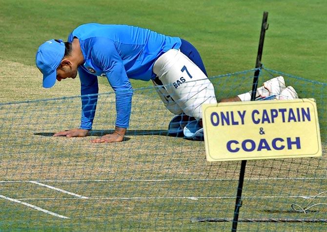 (Picture for representational purpose only) Mahendra Singh Dhoni inspects the pitch