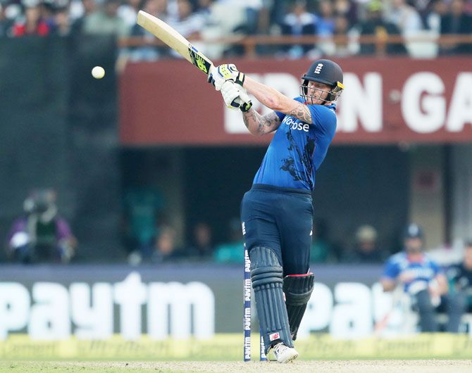 Ben Stokes swings his bat during his quick-fire innings of 39
