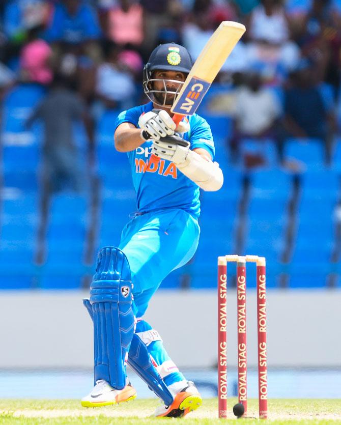 Ajinkya Rahane bats en route his half century