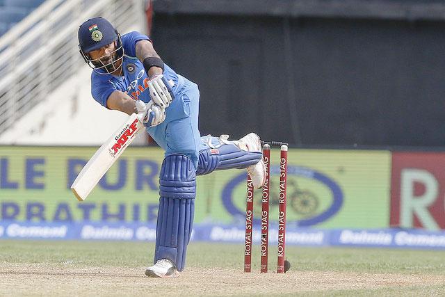 Virat Kohli en route his century against West Indies in the 5th ODI in Kingston, Jamaica, on Thursday