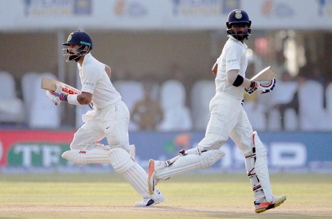 Abhinav Mukund (right) put on 133 runs for the third wicket with skipper Virat Kohli 