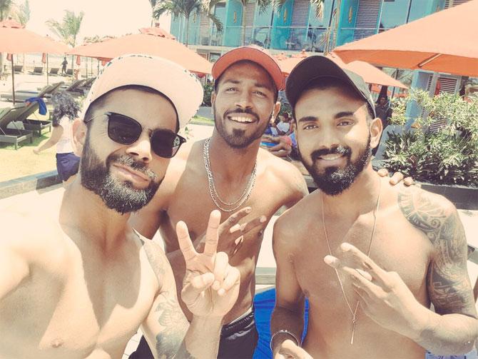 India captain Virat Kohli, Hardik Pandya and KL Rahul enjoy some leisure time on Sunday