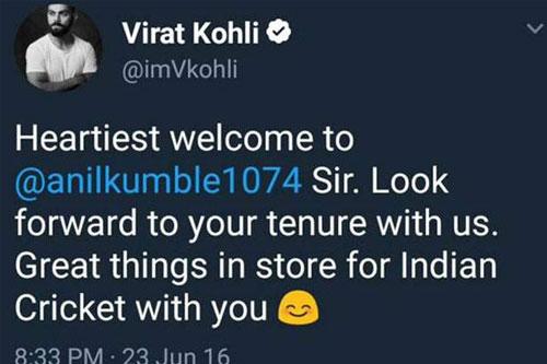 Virat Kohli's tweet