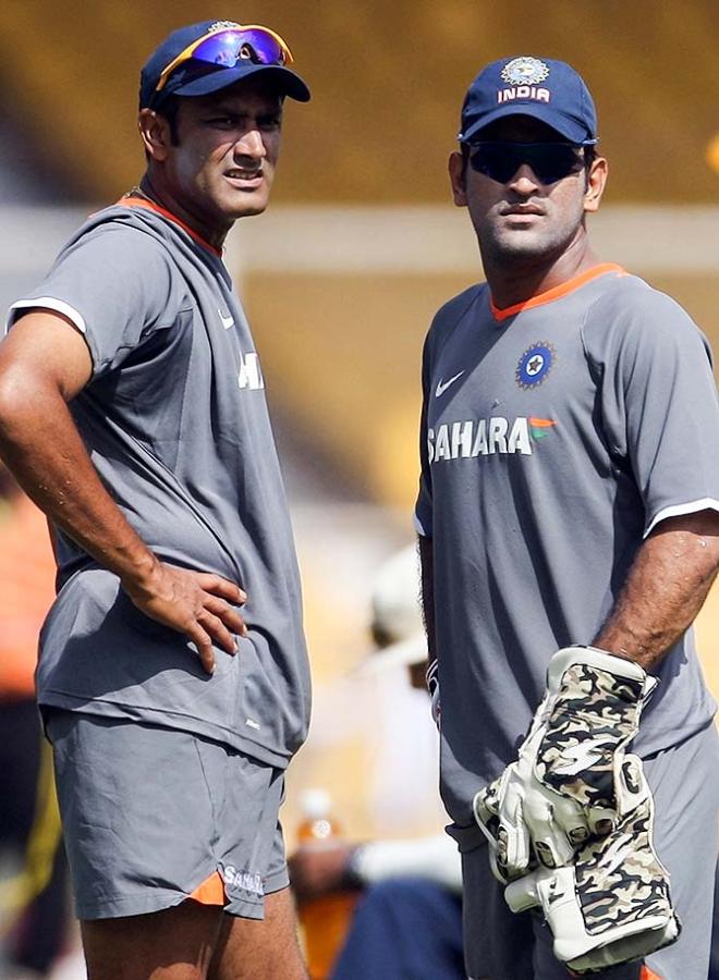 Anil Kumble and M S Dhoni