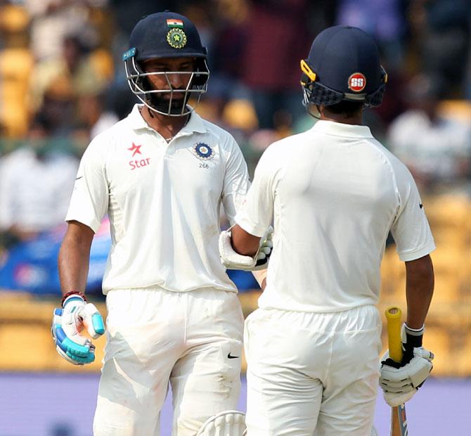 Cheteshwar Pujara with Ajinkya Rahane