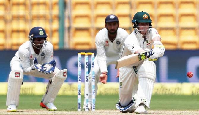 Australia captain Steve Smith plays a shot