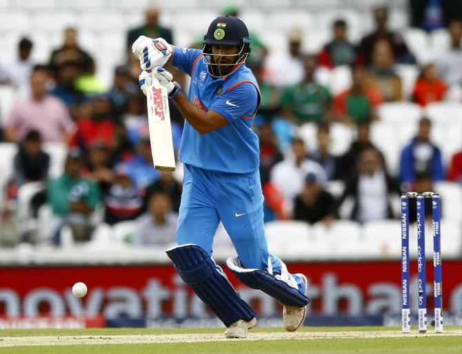 Shikhar Dhawan hits a boundary