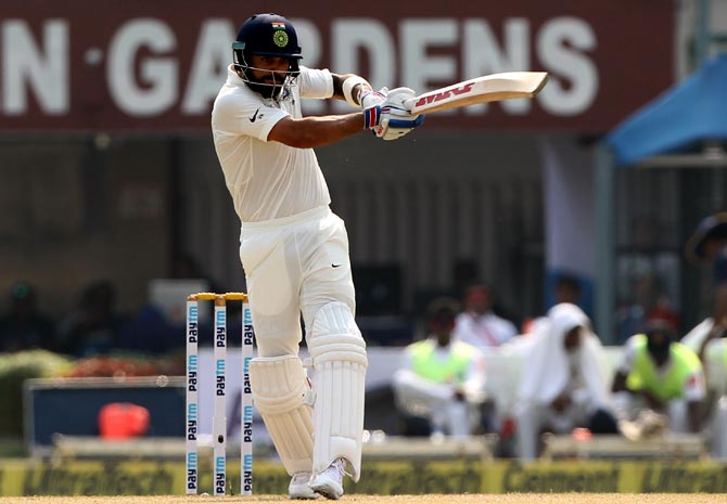 Virat Kohli plays the pull shot