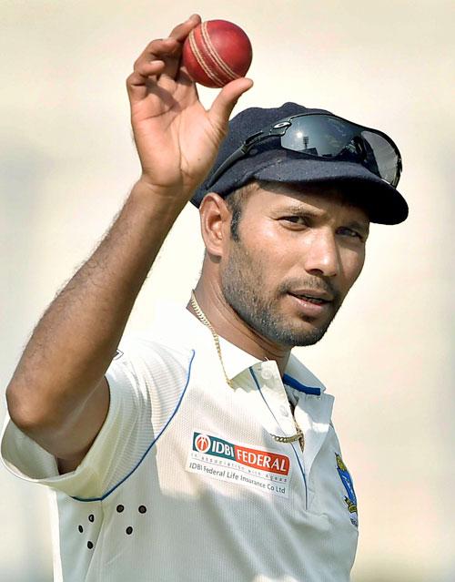 Bengal bowler Ashok Dinda after his superb spell against Goa at the Eden Gardens in Kolkata on Monday