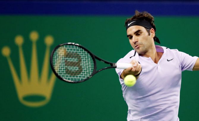 Switzerland's Roger Federer in action against Argentina's Diego Schwartzman
