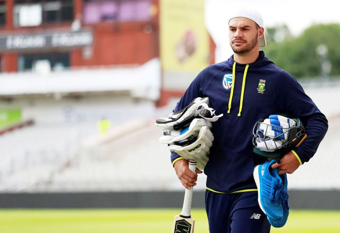 South Africa's Aiden Markram at a nets session