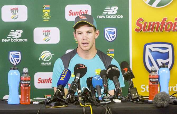 Australia captain Tim Paine speaks at a press conference on Tuesday
