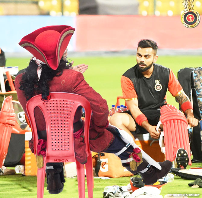 RCB captain Virat Kohli at a practice session in Mumbai on Wednesday