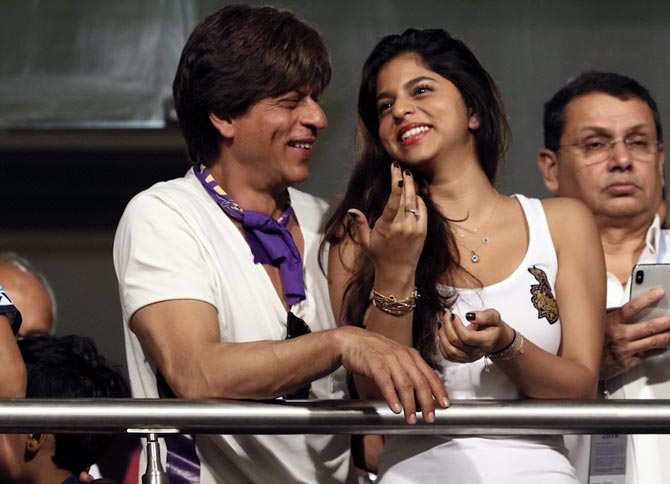 KKR co-owner Shah Rukh Khan with daughter Suhana at Eden Gardens