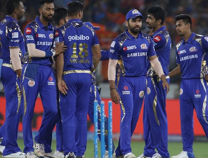 Mumbai Indians retained Kieron Pollard, left, Krunal Pandya, second from left, Rohit Sharma and Jasprit Bumrah, but let got of Mustafizur Rahman