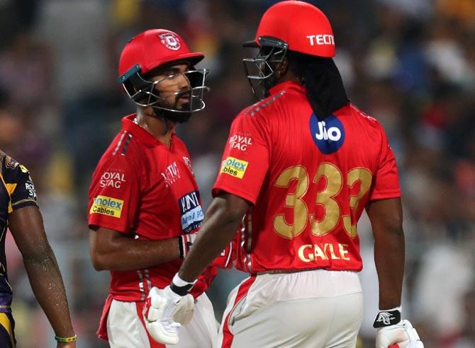 KL Rahul and Chris Gayle of Kings XI Punjab