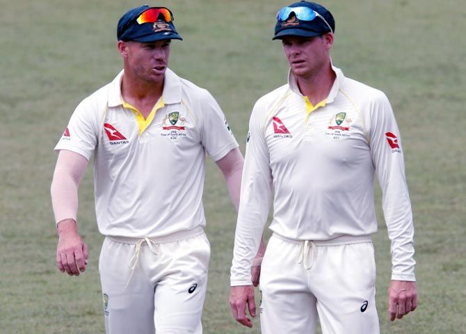 Australia's Steve Smith and David Warner are serving one-year bans for their part in the ball-tampering scandal last March during the Newlands Test against South Africa