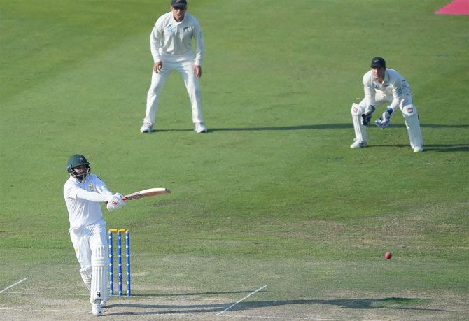 Pakistan's Azhar Ali is unbeaten on 62 at close on Day 2 of the 3rd Test against New Zealand