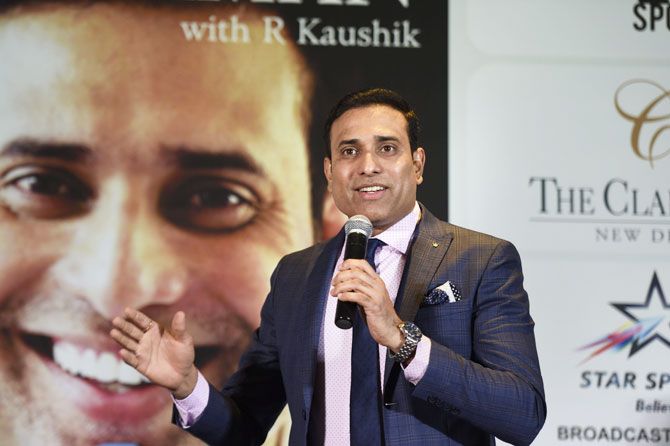 VVS Laxman recounts some anecdotes during the launch of his book '281 and Beyond' in New Delhi on Tuesday