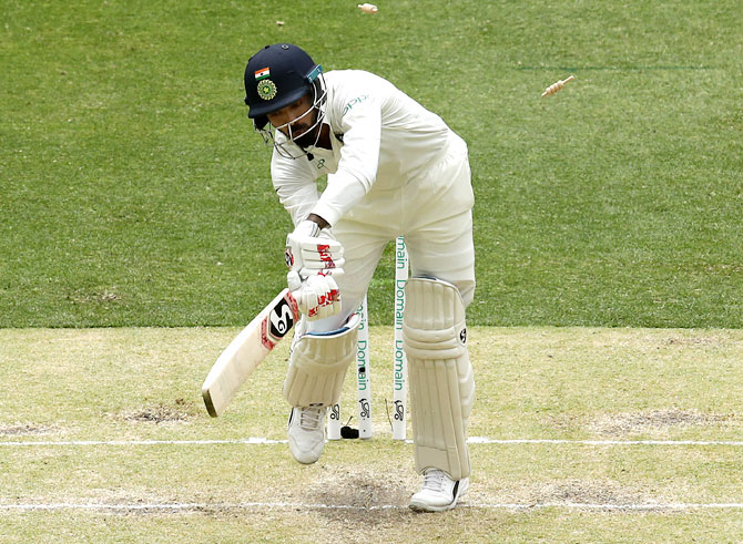 KL Rahul is bowled by Josh Hazlewood