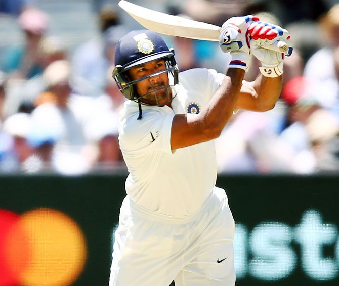 Mayank Agarwal provided India with a good start with a half-century on debut. Photograph: Michael Dodge/Getty Images