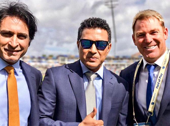 Rameez Raja, Sanjay Manjrekar and Shane Warne