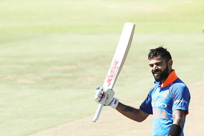 Virat Kohli celebrates his ton against South Africa