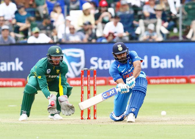 Rohit Sharma bats en route his match-winning knock of 115