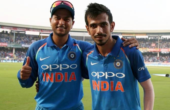 Kuldeep Yadav, left, and Yuzvendra Chahal