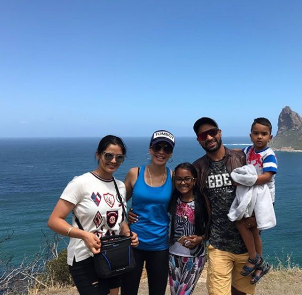Shikhar Dhawan with his family at a holiday in Cape Town