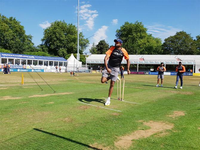 Ravichandran Ashwin bowls during a nets session on Tuesday