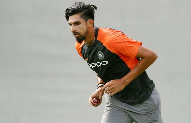 Ishant Sharma hits the straps at the nets session