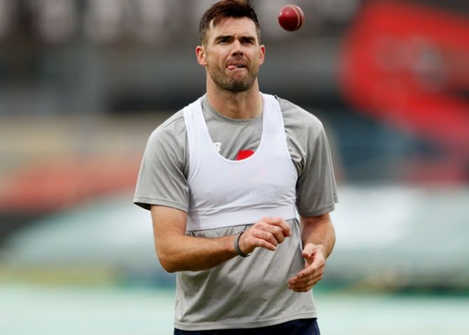 England's James Anderson during nets