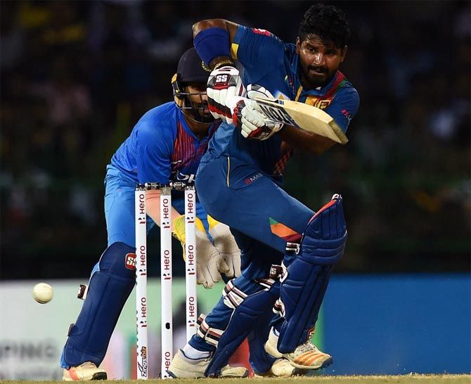 Kusal Perera bats during the first T20 International against India