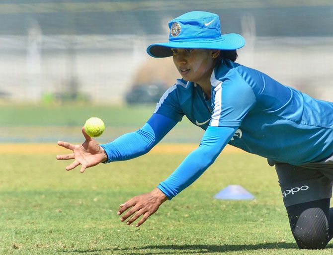 India's Mithali Raj at a practice session at the CCI Brabourne Stadium in Mumbai on Wednesday, the eve of the 1st T20 against Australia