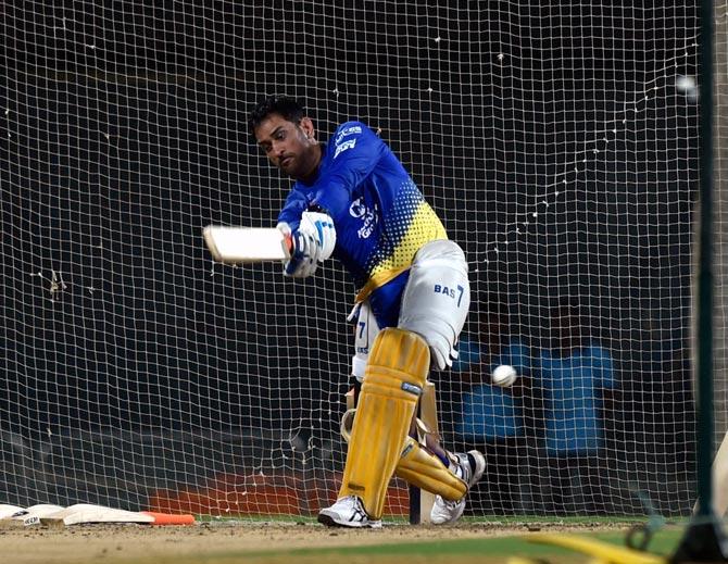 Mahendra Singh Dhoni during a CSK training session