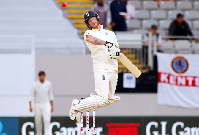 England's Ben Stokes avoids a short delivery from New Zealand's Neil Wagner 
