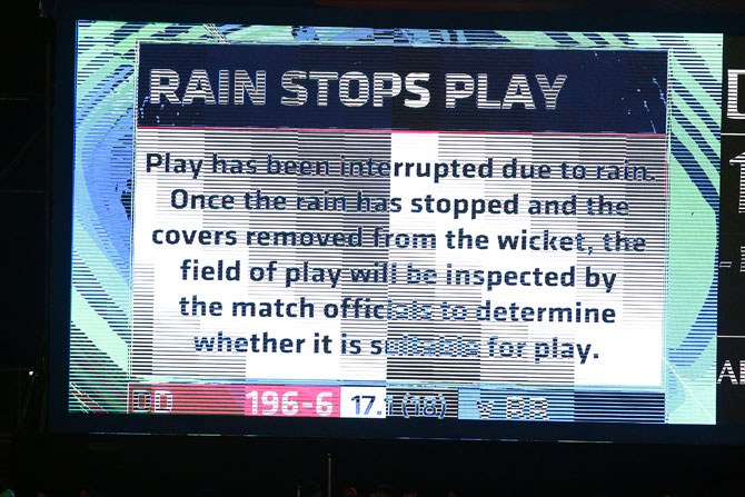 A message on the big screen at the Feroz Shah Kotla stadium