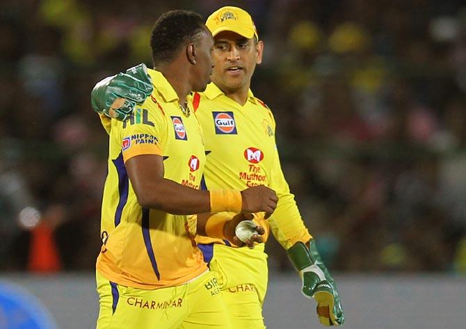 M S Dhoni and Dwayne Bravo