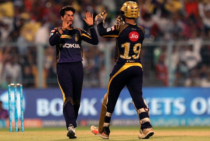 Kuldeep Yadav celebrates a dismissal