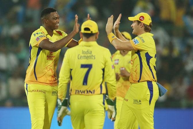 CSK's Lungi Ngidi celebrates the wicket of DD's Shreyas Iyer