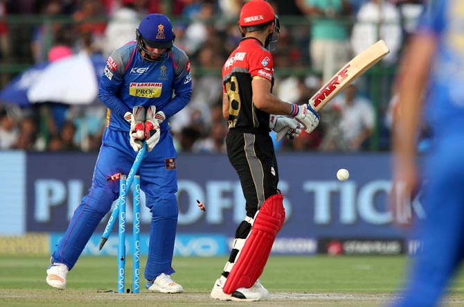 Virat Kohli is bowled by Krishnappa Gowtham