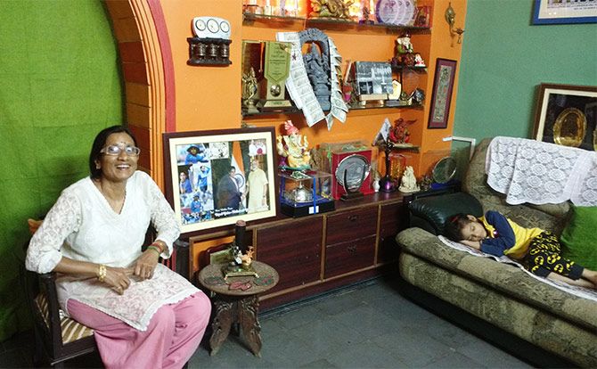 Leela Raj at her home in Secunderabad, Telangana. Photograph: Vaihayasi Pande Daniel/Rediff.com