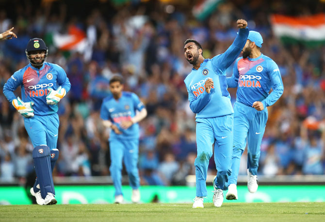 Krunal Pandya picked 4-36 in a man-of-the-match performance in Sydney on Sunday