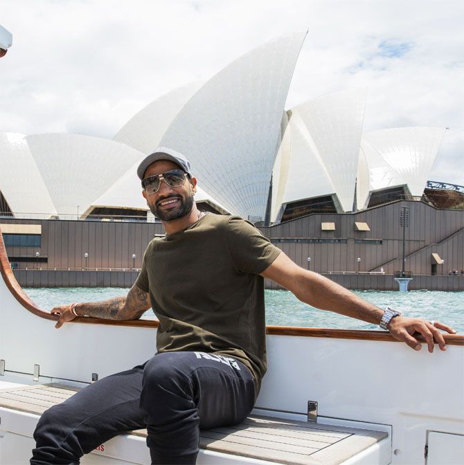 Shikhar Dhawan, who was the highest run-getter in the just concluded T20I series, soaks in some Sydney sun